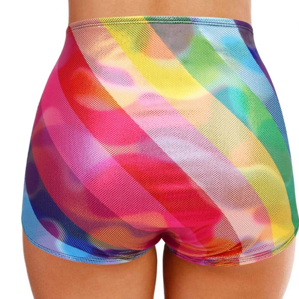 Booty short swim bottoms rainbow bathing suit separates